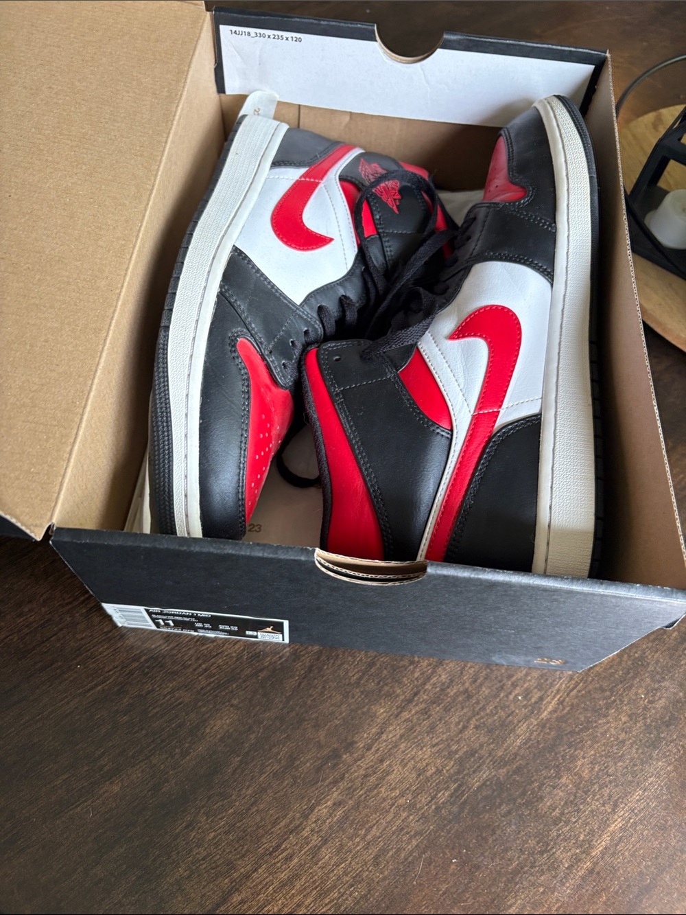 Nike Men’s Air Jordan Mid Sneakers — Black/White/Red